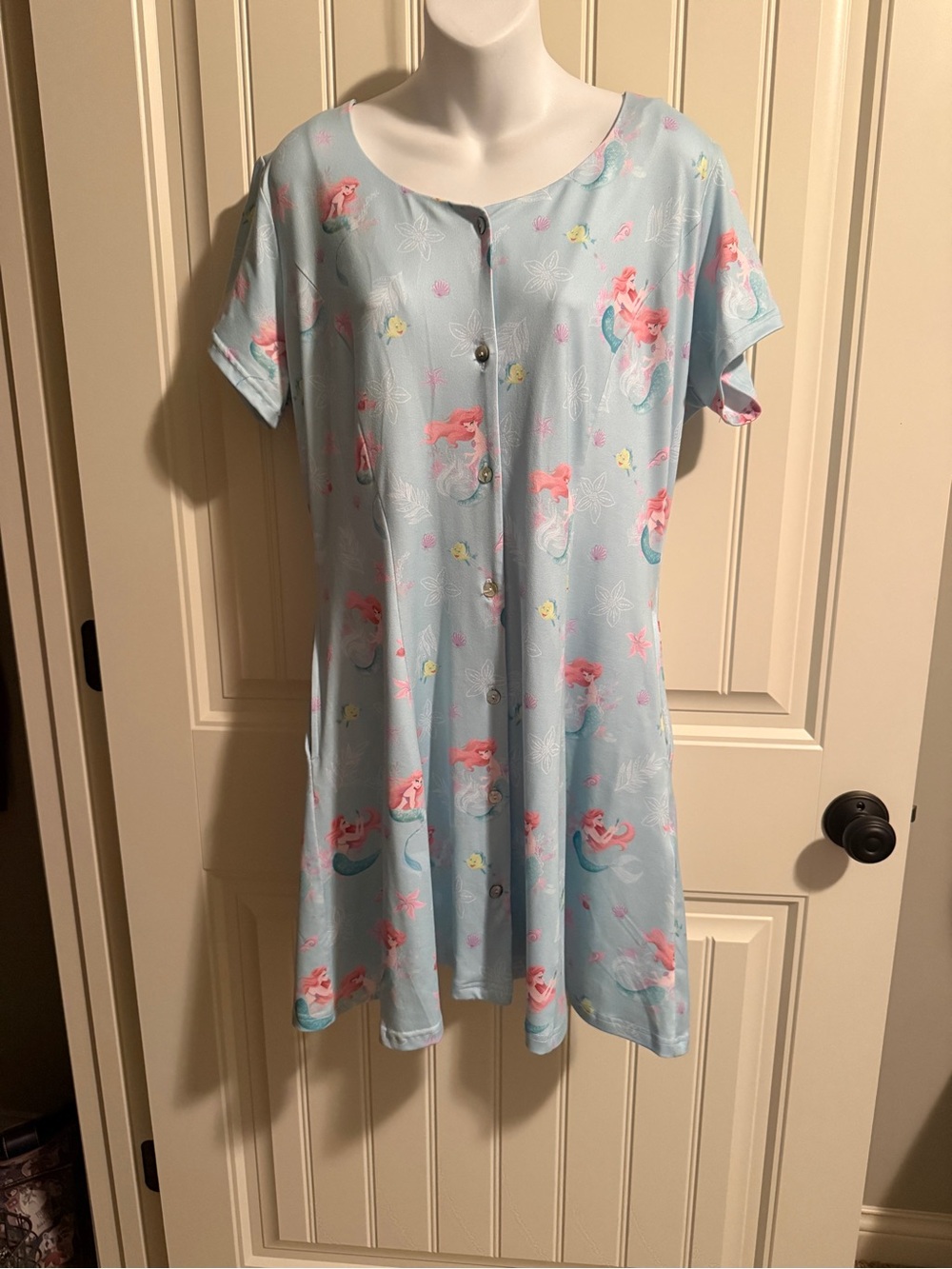 Woman’s Little Mermaid Print Short-Sleeve swing dress